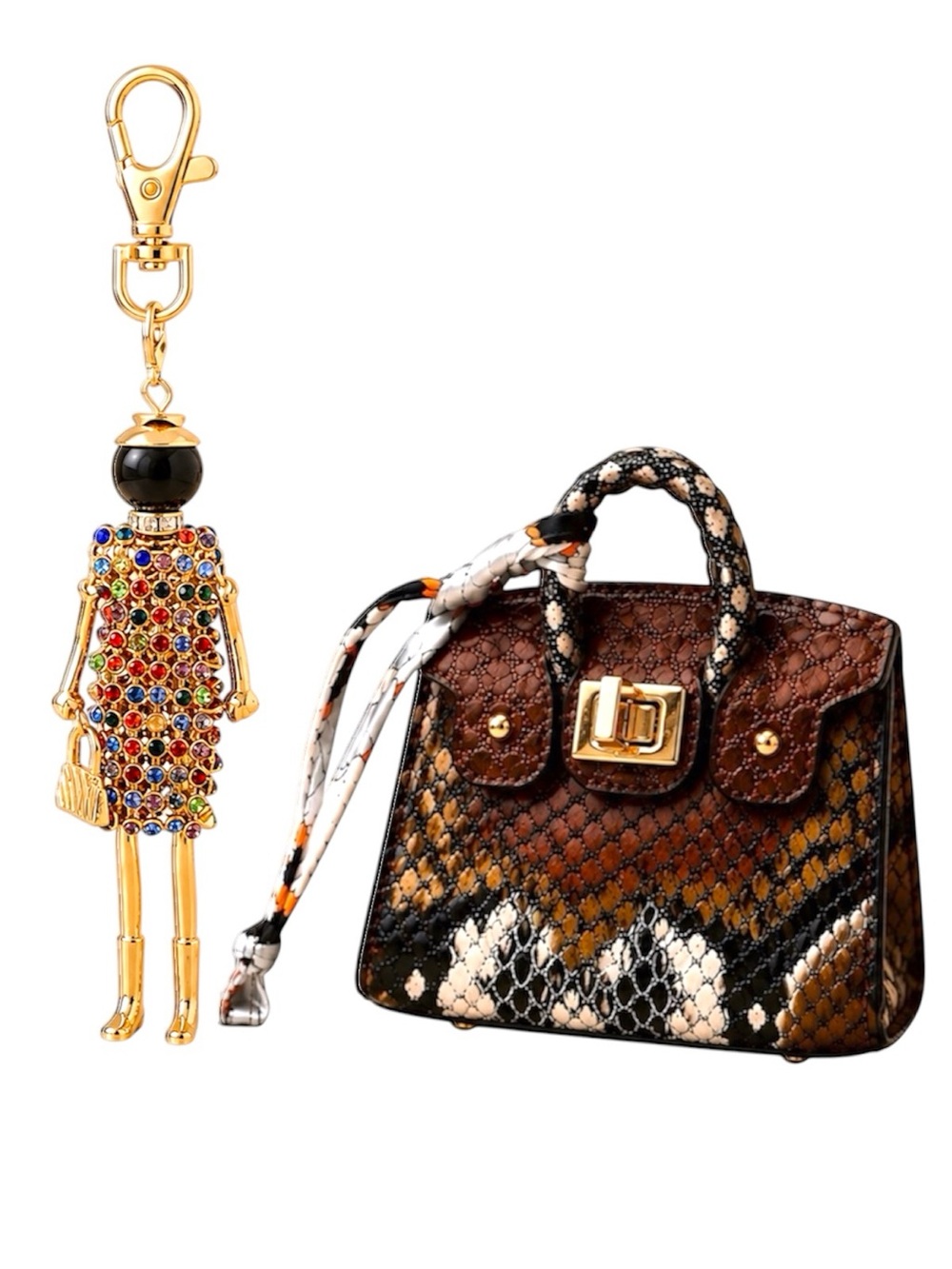 Bundle Fashion Keychain Mini bag charm + doll keychain NWT